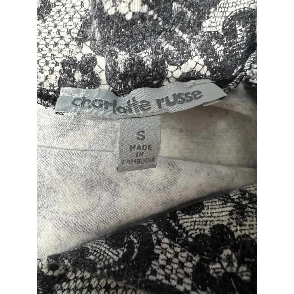 Charlotte Russe Women's High Waist Pull On Floral Lace Print Mini Skirt S